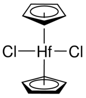 Bis(cyclopentadienyl)hafnium dichloride - CAS:12116-66-4 - Di(cyclopentadienyl)hafnium(IV) dichloride, Hafnocene dichloride, Dichloro(dicyclopenta-1, 3-dien-1-yl)hafnium, Cp2HfCl2